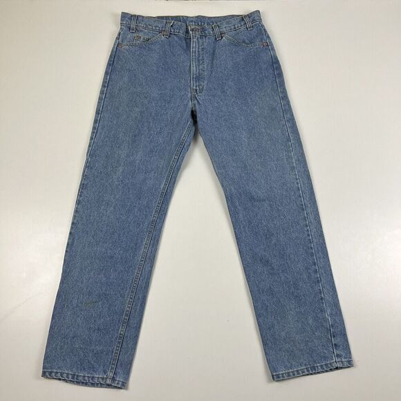 Vintage Levis 505 Orange Tab Distressed Jeans 36 X 30 Light Wash Denim - Picture 1 of 12